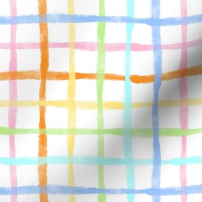 Medium Scale Pastel Rainbow Plaid Checker