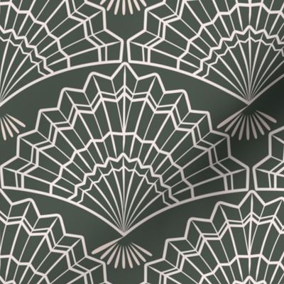 Art Deco Fans - Sage - Medium Scale