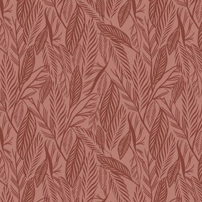 Small - Coffee Brown leaves on Taupe, tropical leaves texture pattern