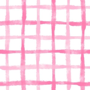 Large Scale Watercolor Checker Plaid in Pink