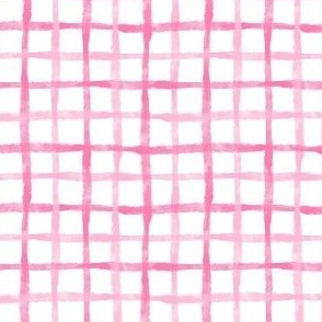 Small Scale Watercolor Checker Plaid in Pink