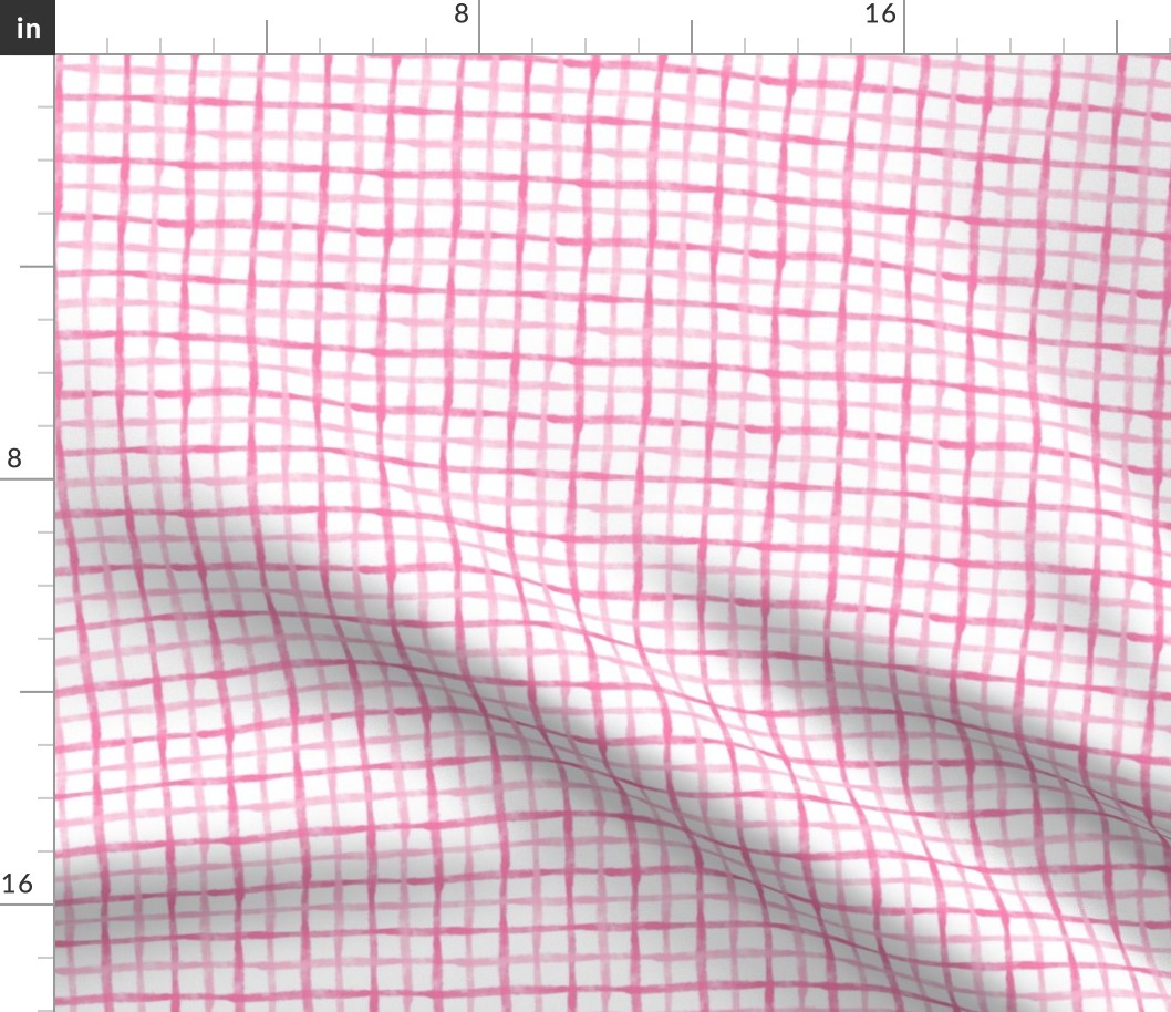 Small Scale Watercolor Checker Plaid in Pink