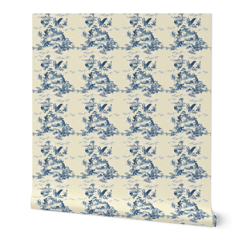 Godzilla and friends toile (blue)