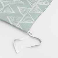 Bigger Scale Tribal Triangle ZigZag Stripes White on Emerald Green