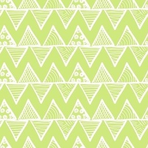 Smaller Scale Tribal Triangle ZigZag Stripes White on Honeydew