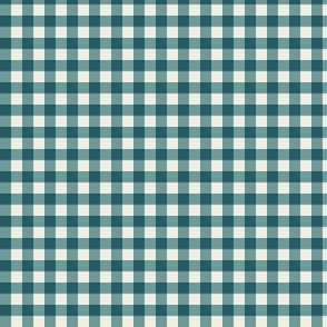 Checkered Plaid Dusty Teal - small scale - mix and match