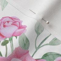 Seamless floral pattern-232. Bouquet of roses on a white background, watercolour illustration.