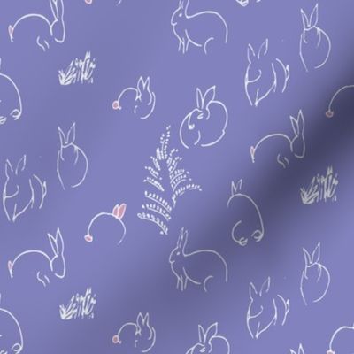 Rabbit Drawings in Goldenrod lavender