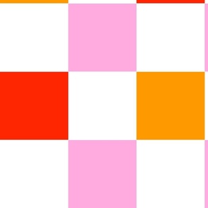 JUMBO - Sunny Check Pattern 2. Red, Pink & Orange