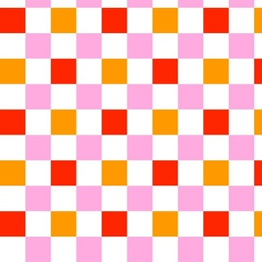 LARGE - Sunny Check Pattern 2. Red, Pink & Orange