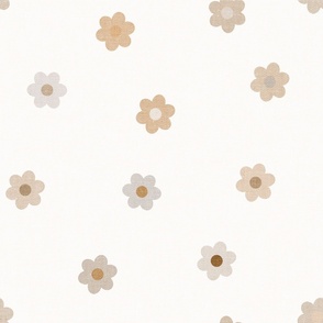 Neutral Small Daisies Off White Large