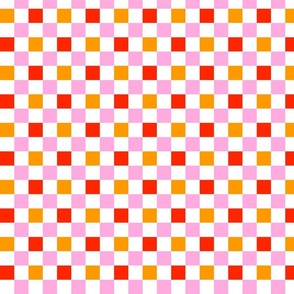 SMALL - Sunny Check Pattern 2. Red, Pink & Orange