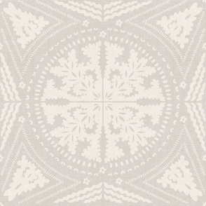 Floral Tile Cream Grey Large