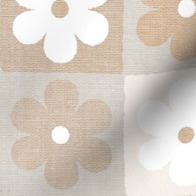 Neutral Daisy Checker Grey Large