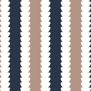 Mini | Contemporary Geometric Vertical Stripes: Modern Elegant White Botanical Floral Stripe Pattern on Dark Beige Dark Blue Background for Garden Upholstery, Home Office Wallpaper, and Timeless Bathroom Home Décor with Neutral Color Palette