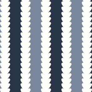 Mini | Contemporary Geometric Vertical Stripes: Modern Elegant White Botanical Floral Stripe Pattern on Light Blue Dark Blue Background for Garden Upholstery, Home Office Wallpaper, and Timeless Bathroom Home Décor with Neutral Color Palette