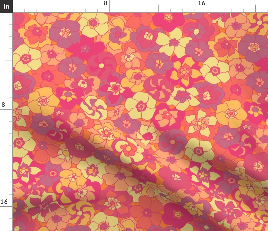 Retro Floral (14") - purple, orange, yellow (ST2022RF)