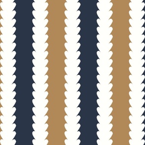 Mini | Contemporary Geometric Vertical Stripes: Modern Elegant White Botanical Floral Stripe Pattern on Mustard Yellow Dark Blue Background for Garden Upholstery, Home Office Wallpaper, and Timeless Bathroom Home Décor with Neutral Color Palette