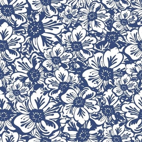 Modern Folk Blossom (White & Blue)