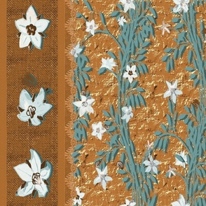 Borage flowers in teal-white on copper - Regular