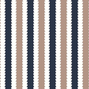 Mirco | Contemporary Geometric Vertical Stripes: Modern Elegant White Botanical Floral Stripe Pattern on Dark Beige Dark Blue Background for Garden Upholstery, Home Office Wallpaper, and Timeless Bathroom Home Décor with Neutral Color Palette