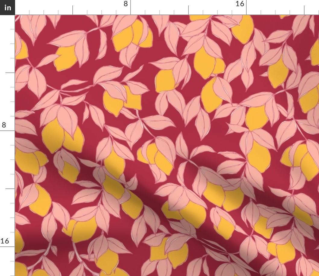 Lemon Tree Wallpaper Dark Pink Large