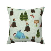 Big Bear Camp (parsley) Brown Bear Fabric, Forest Fabric, Camping Vacation