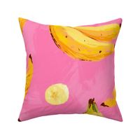 Juicy modern bananas on a bright pink background