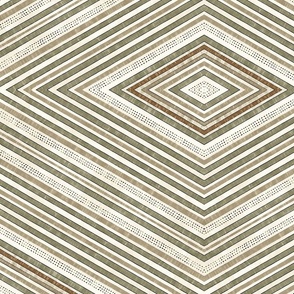 Rustic Linen Rhombic Pattern Olive Green And Beige