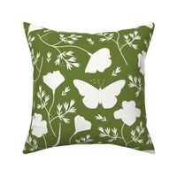 Lift California Poppies & Monarchs - Cream on Green Large