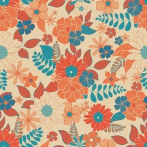 Groovy Baby Retro Floral Print- Medium 9"x9"