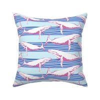 Whale Watch (Pink, Navy & Minty Blues) 12x12