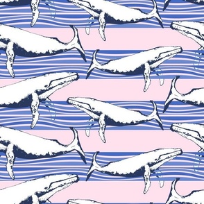 Whale Watch (Pink, Navy & Blues) 12x12