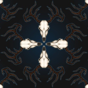 Deer Skulls on Blue and Black - Extra Large