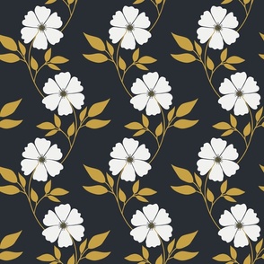Wavy flower pattern on black background