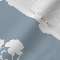 isabella double floral bouquet | reversed | white on kittiwake blue grey