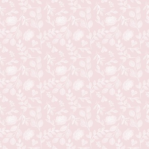 Pink Cotton Candy Botanical Pattern Smaller Scale