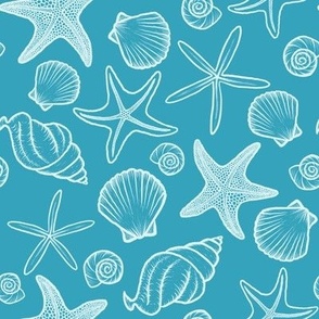 Seashells and Starfish Teal - Angelina Maria Designs