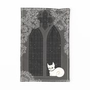 Greyscale Porcelain Cat - Wall Hanging