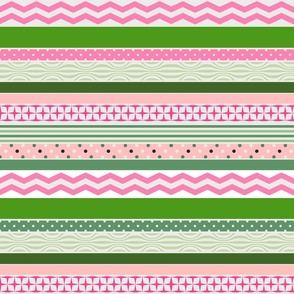 Pink and Green Patterned Stripes