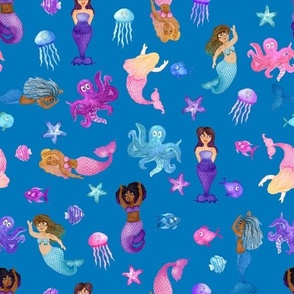 Mermaid Magic Ocean Depths Blue - Angelina Maria Designs