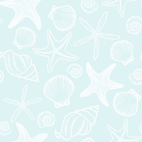 Seashells and Starfish Seafoam - Angelina Maria Designs
