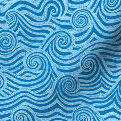 Sketchy Waves Ocean Depths Blue - Angelina Maria Designs