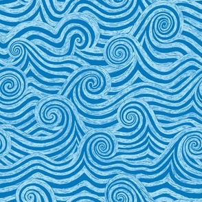 Sketchy Waves Ocean Depths Blue - Angelina Maria Designs