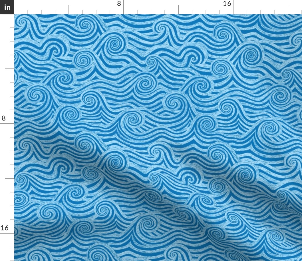 Sketchy Waves Ocean Depths Blue - Angelina Maria Designs