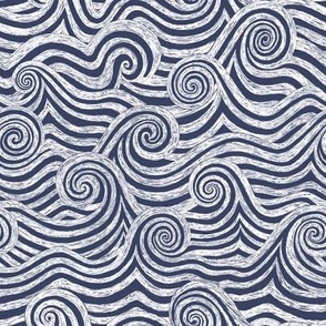 Sketchy Waves Navy and White - Angelina Maria Designs