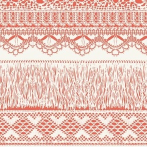 small passementerie borders in coral reverse