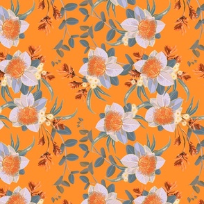 Gentle Summer Wildflower Pattern - Bush Orange