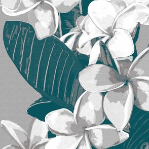 jumbo - Plumeria showers - grey and evergreen