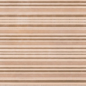 Rustic Linen Stripes Terracotta Brown Horizontal